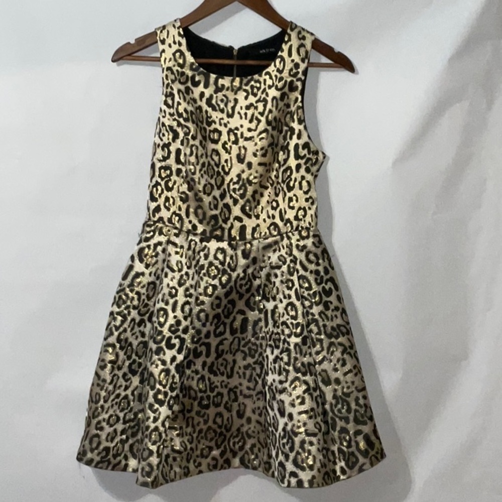 Ark & Co Gold and Black Leopard Print Mini Dress
